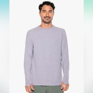 Coolibar Men's Light Gray Long Sleeve Tee, UPF 50